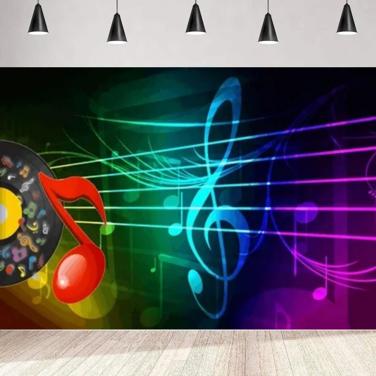 Arcobaleno Musica Fotografia Sfondo Notazione Tema Partito Banner Poster Photo Booth Prop