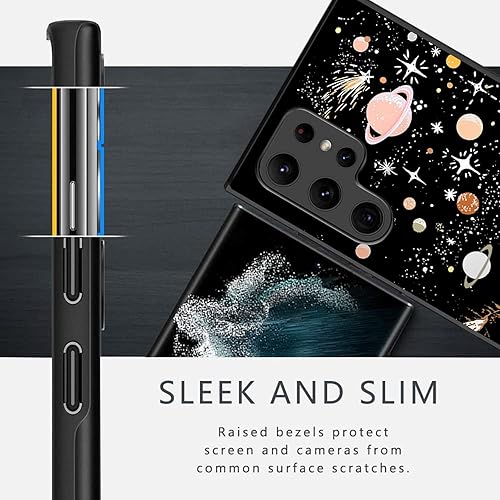 Miniatura 3 de MSEAANBK Funda compatible con Samsung Galaxy S22 Ultra, diseño de patrón estético espacial retro, protección de cuerpo completo a prueba de golpes