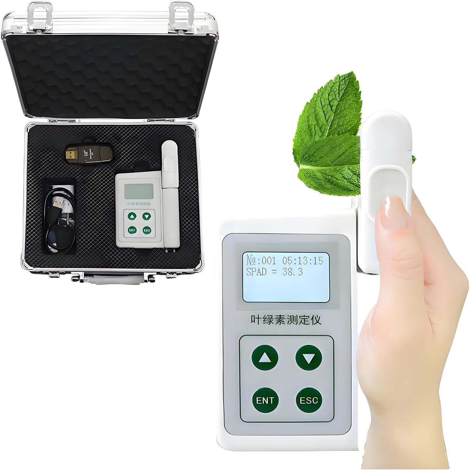 GLBMXDD Portable Chlorophyll Meter,Handheld Chlorophyll Analyzer,with Instrument Box,2mm*2mm Micro-Measuring Area,for Farmers,Gardeners,Scientists Chlorophyll