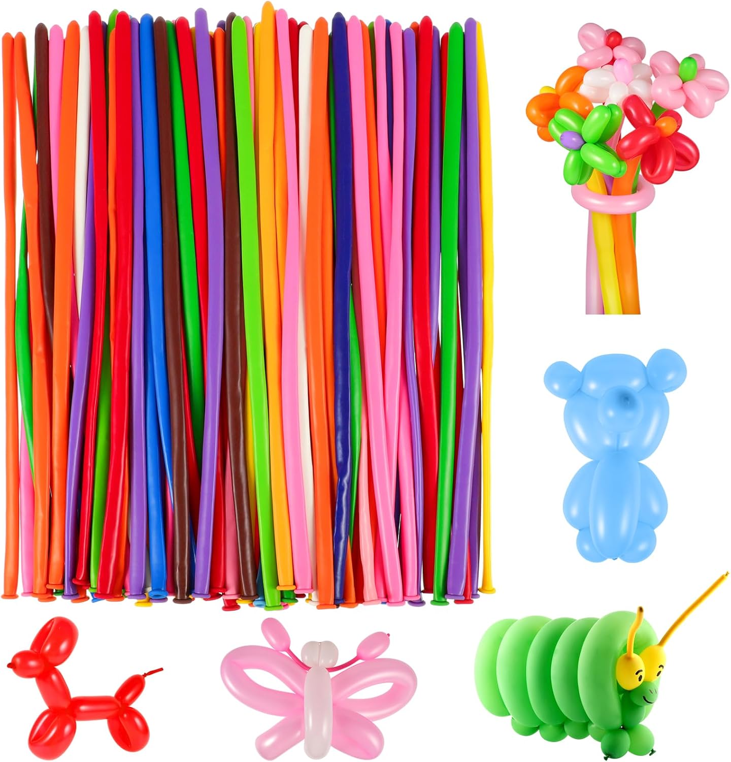 100 Stück Modellierballons, 30cm Luftballons für Tiere Lange Bunte Ballons für Party Geburtstag Weihnachten Hochzeiten