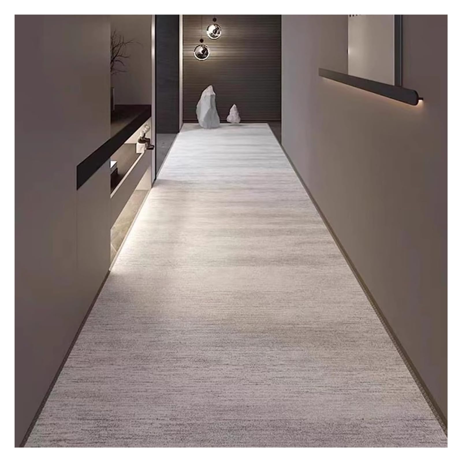 Tapis de couloir gris KEuLen tapis lavable et doux pour sol appartement facile