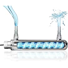coospider-repta 12W Inline Aquarium UV Light Clarifier for Koi Pond Small Pool Filter Cold Plunge UVC Light Stainless Steel Ultraviolet Green Clear Machine