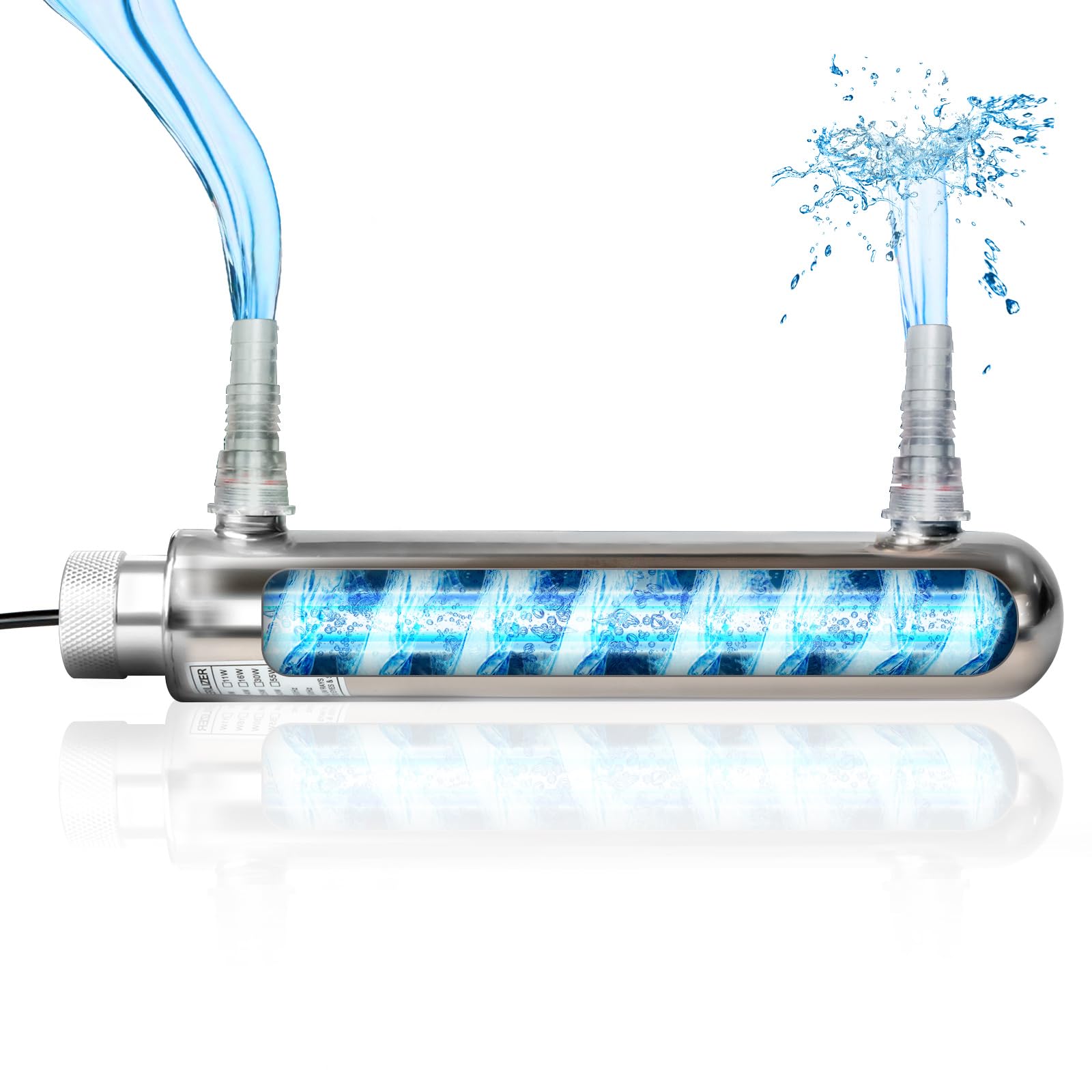 Photo 1 of coospider-repta 12W Inline Aquarium UV Light Clarifier for Koi Pond Small Pool Filter Cold Plunge UVC Light Stainless Steel Ultraviolet Green Clear Machine