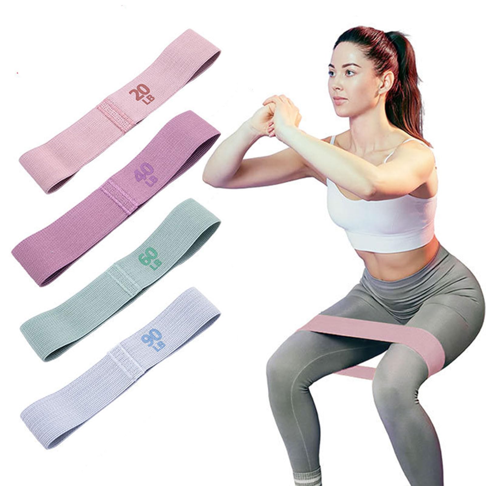Resistance Bands for Working Out，4 Level Workout Bands for Hips & Glutes with Non-Slip Design，Fabric Exercise Loop Bands Yoga，ilates，Rehab，Fitness and Home Workout,Strength Bands for Booty