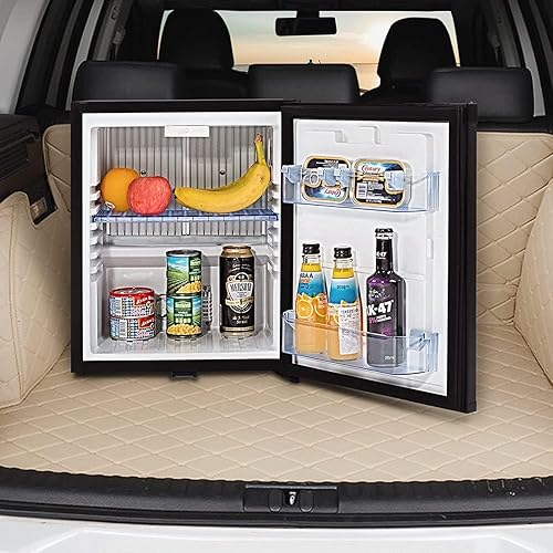 Miniatura 5 de Smad Mini nevera con cerradura, refrigerador compacto para dormitorio, oficina, sin ruido, 12 V/110 V, 1.0 pies cúbicos, color negro