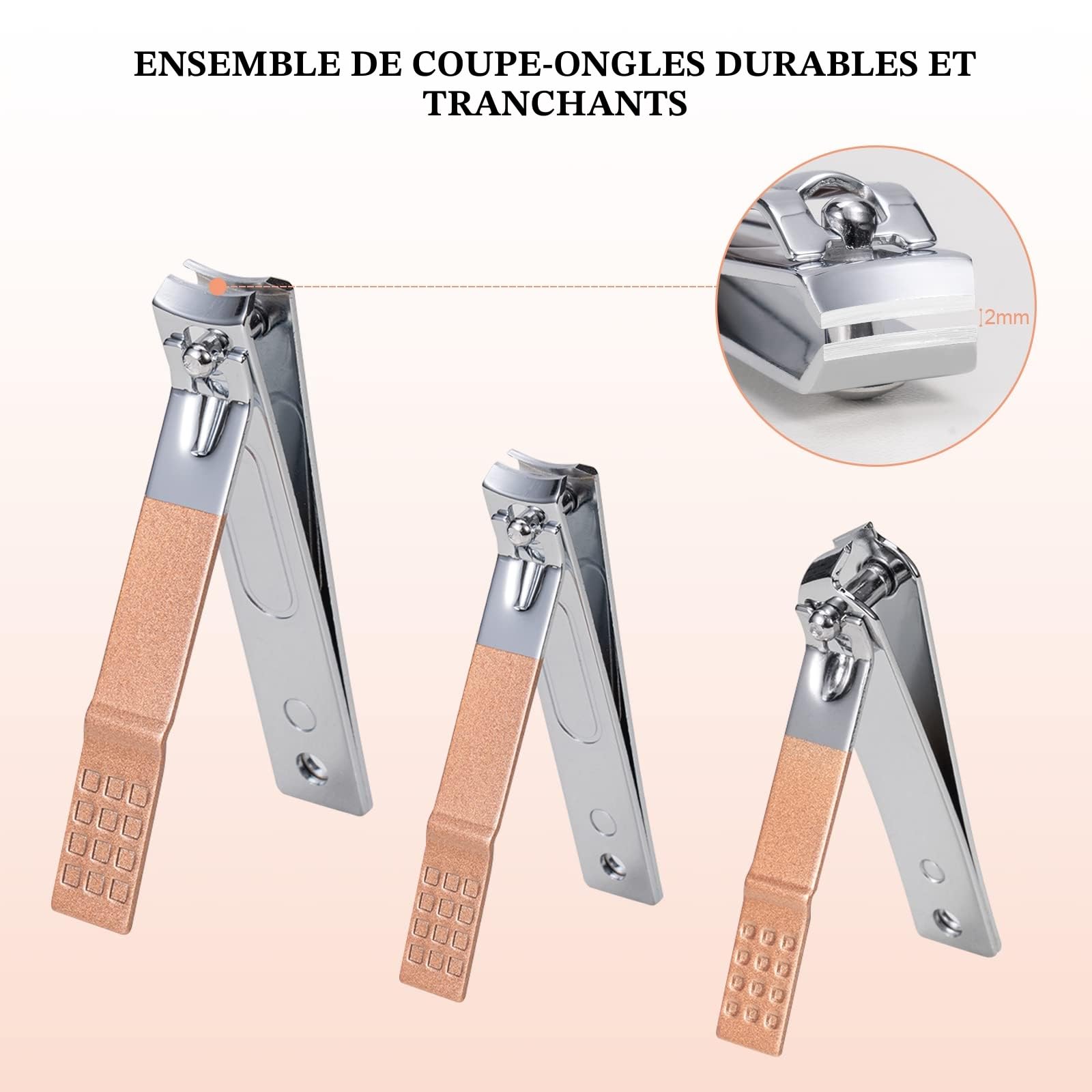 Kit de Manucure Pedicure 18 pièces, Trousse Manucure Femme Homme, Kit de Pédicure pour Pied, Coupe Ongle en Acier Inox, Kit Manicure Ongles Professionnel Outils Accessoires (Or Rose)