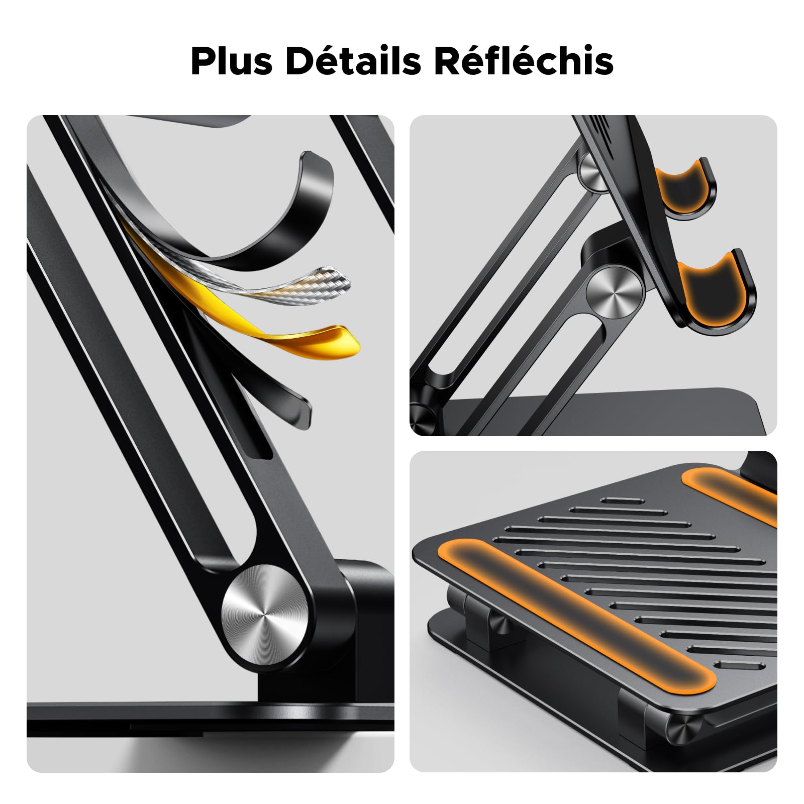 UGREEN Support Tablette Bureau Réglable à Double Tige Porte Téléphone Pliable Aluminium Compatible avec iPad Pro Air Mini 12,9 11 10,5 Pouces Galaxy Tab A9 S9 iPhone 16 Plus Pro Max 15 (Gris)