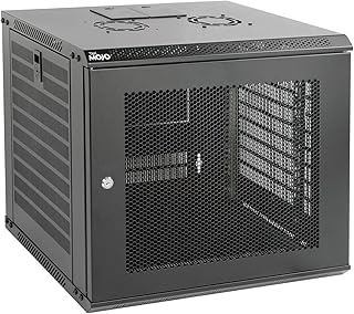 Tecmojo 9U - Armário do servidor de montagem na parede de 450 graus de profundidade, porta com fechadura e painéis laterais, cor preta, porta de malha local, para equipamentos de TI de 19 polegadas