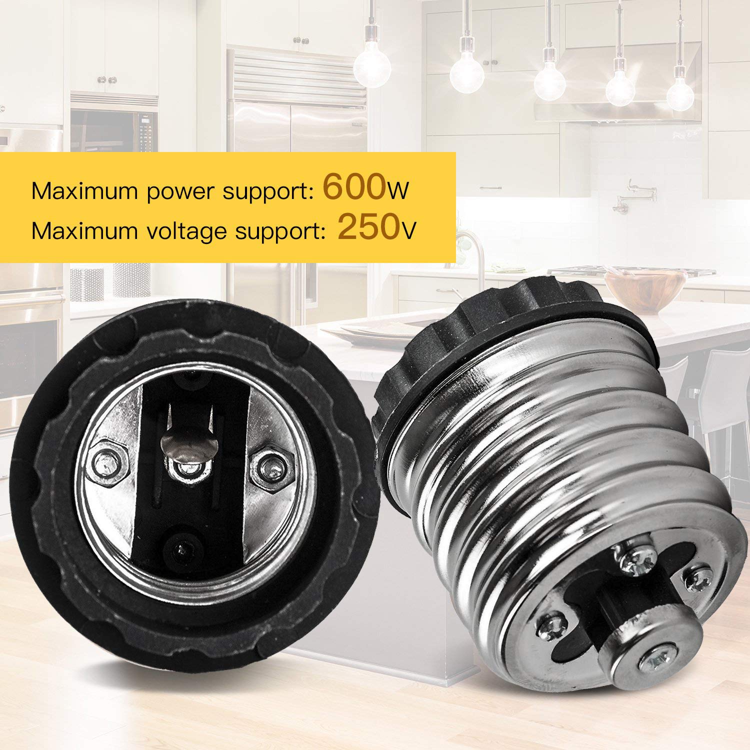 12-Pack E40/E39 to E27/E26 Light Bulb Socket Adapter, Convert E26/E27 Bulb to E39/E40 for LED Bulb Lamp