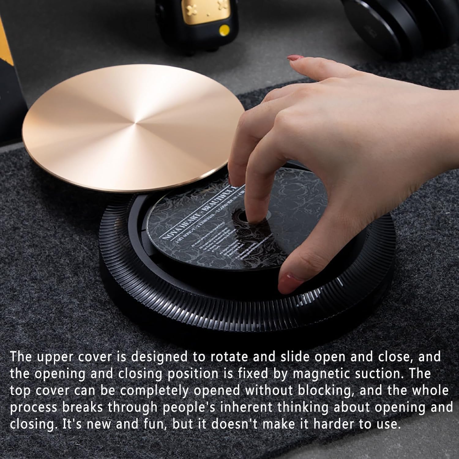 Lettori CD portatili piccoli con porta auricolare da 3,5 mm, altoparlante CD personale ricaricabile, effetto audio Hi-Fi e supporto Bluetooth/vari tipi di CD, batteria integrata da 4000 mAh (nero)