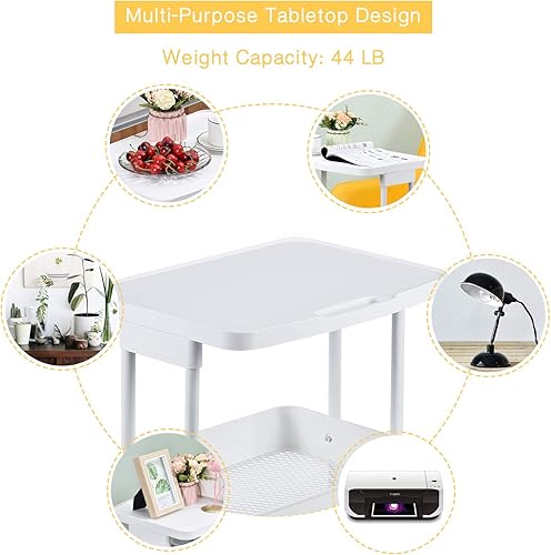 Miniatura 3 de APEXCHASER Carrito de almacenamiento de metal de 3 niveles con mesa práctica, carrito de metal de 3 niveles con mango contral para biblioteca,