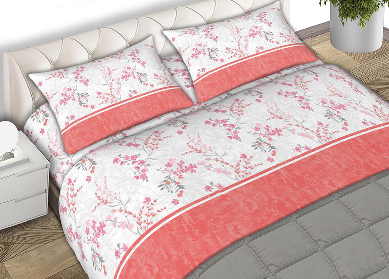 SOFFICIOSO Completo Lenzuola in Puro Cotone Flanellato Made in Italy Dis. Venezia CN 2 Piazze Rosa