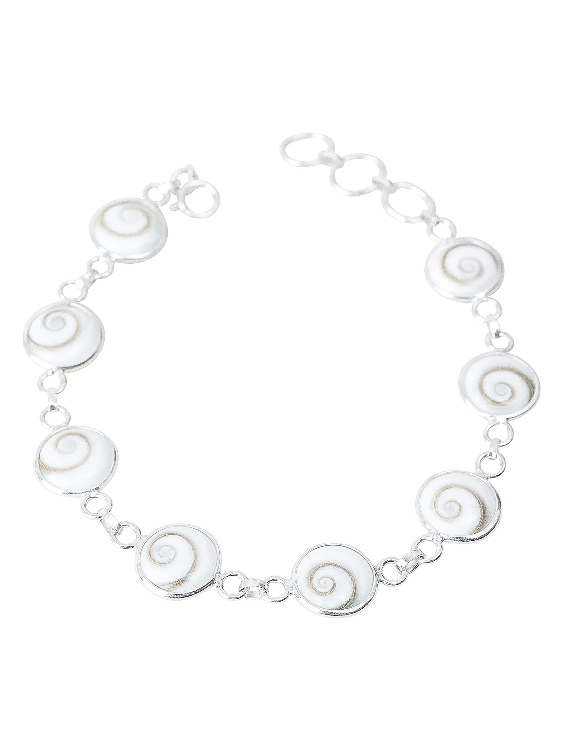 Armband van 925 Sterling Zilver met Shiva-Oog – Armband met Natuurlijke Sint -Lucia-Steen – Verstelbaar van 16 tot 19 cm – Minimalistisch Design – Handgemaakte Mediterrane Sieraden voor Vrouwen
