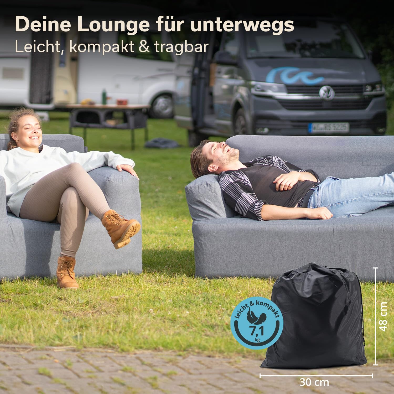 Skandika Doppel-Luftsofa Easy Air Premium | Aufblasbares Sofa Outdoor, mit Elektropumpe, für 2 Personen, Aufladbar mit USB-Ladekabel, Gästebett, bis 200 kg, Tragetasche | Luft Couch, Camping