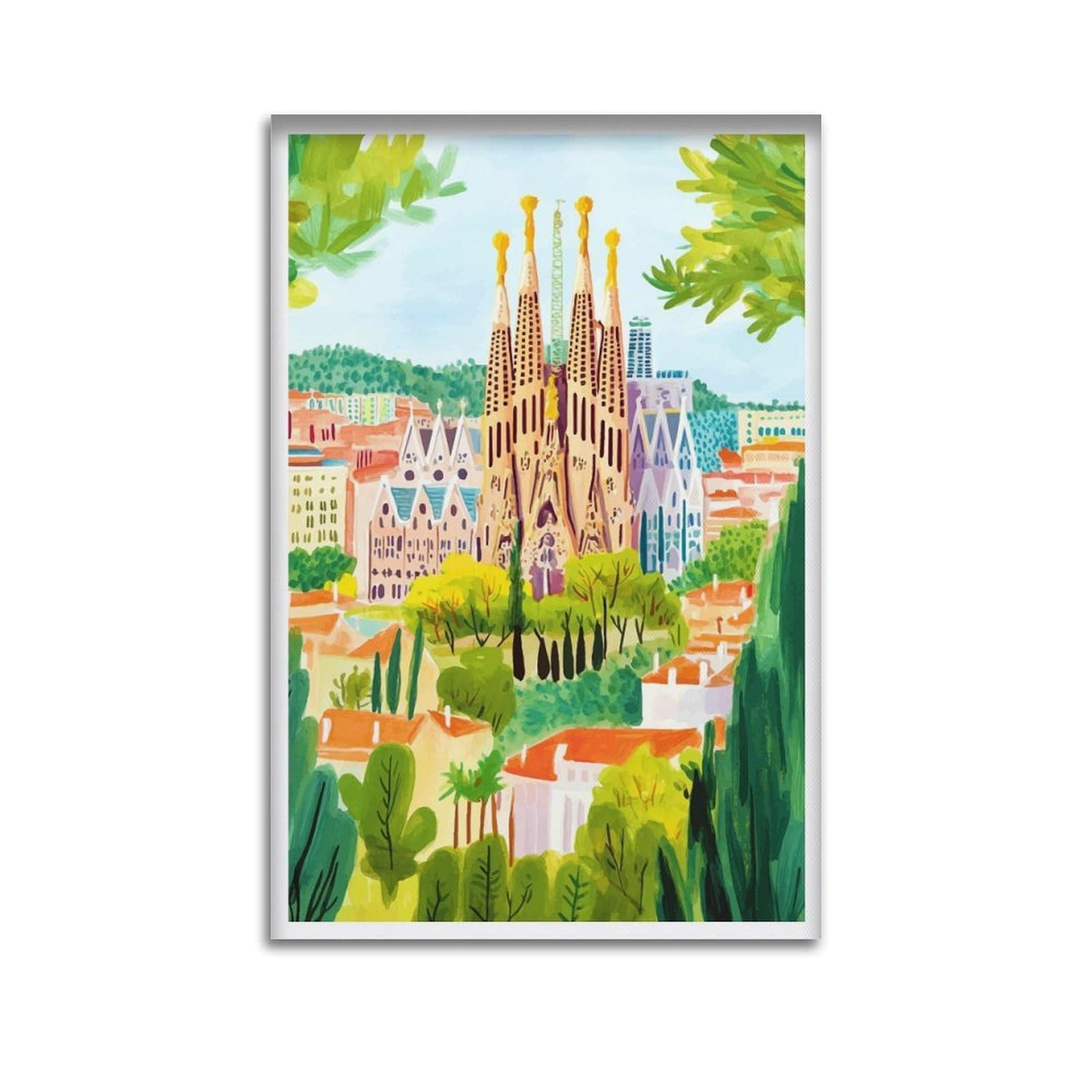 xiaoxiaoshen Barcelona Spain Travel Landscape Catalonia Architectural Canvas Poster Wall Art Prints Room Aesthetic Murals Bedroom And Living Decorations 24x36inch(60x90cm)