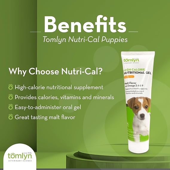 TOMLYN Nutri-Cal Malt-Flavored High-Calorie Nutritional Gel for Puppies, Helps Support a Healthy Appetite Providing Extra Vitamins & Minerals in a Tasty Supplement, 4.25oz-3 Pack
