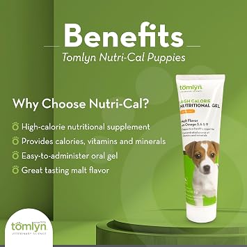 TOMLYN Nutri-Cal Malt-Flavored High-Calorie Nutritional Gel for Puppies, Helps Support a Healthy Appetite Providing Extra Vitamins & Minerals in a Tasty Supplement, 4.25oz-3 Pack