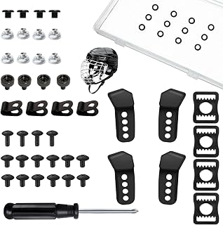 Universal Hockey Helmet Repair Kit, Ice Hockey Helmet Replacement Parts, Face Mask Cage Fix Kit, Includes Replacement J Clips, R Clips, Posts & Bolts (US Standard), for Kids, Teens, Adults