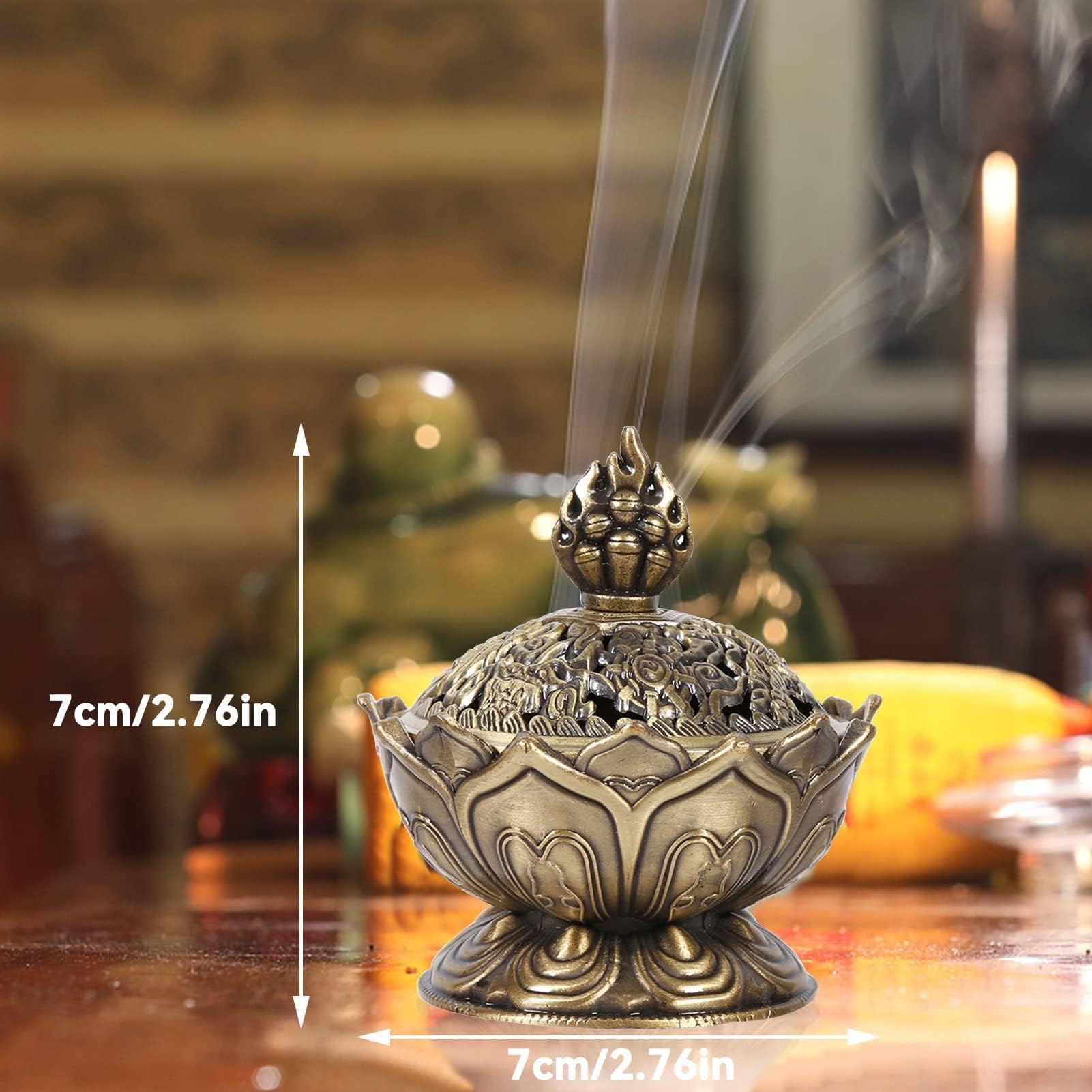 CENSER CASCATA RIFLUSSO Incenso Bruciatore Ottone Loto Conico EUR 13,75