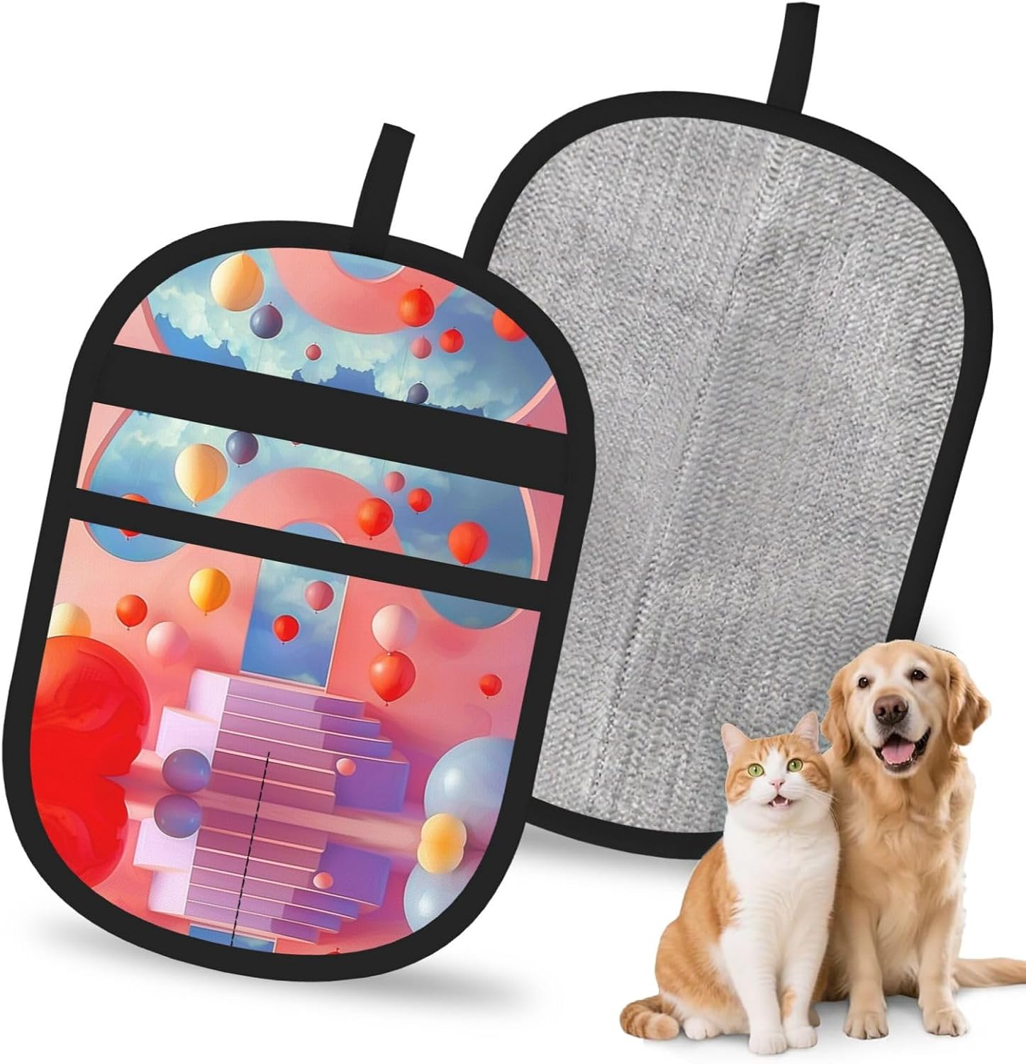 Candy Land Style House Electrostatic Pet Hair Removal Gloves, Reusable Magic Brush for Dog & Cat Hair | Fur Remover for Couch, Carpet, Car Seat & Clothing