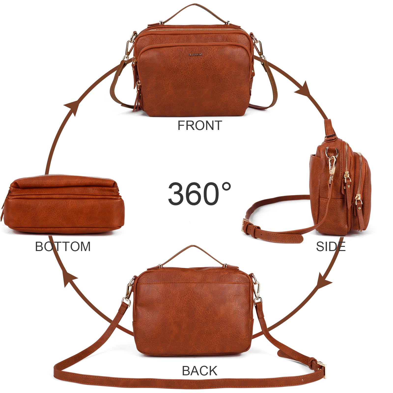 Gladdon Borse a tracolla da donna, piccole borse a tracolla con tasche multiple, pelle PU, cerniera, borsa a tracolla alla moda con tracolla regolabile e rimovibile, piccola