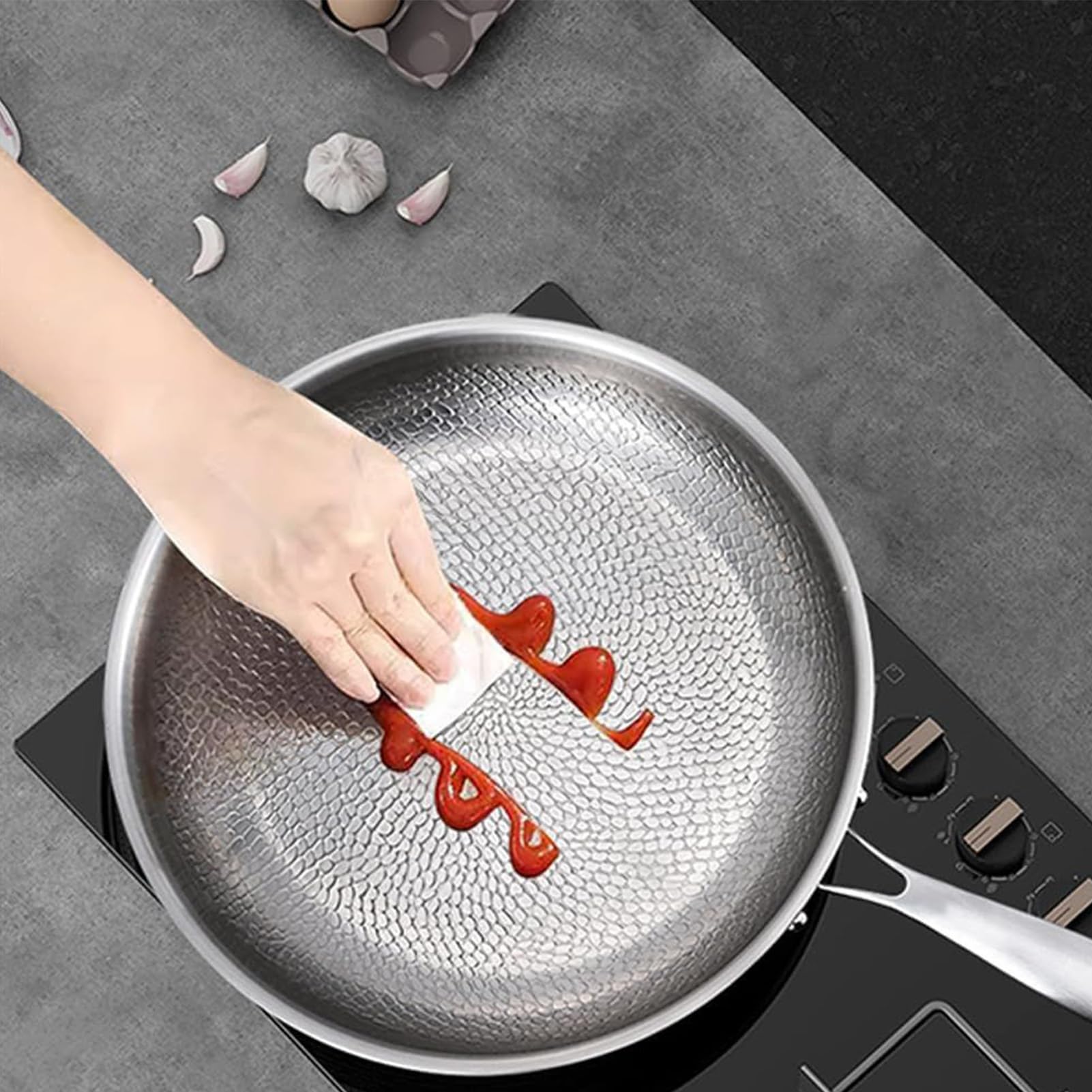 Sartén de acero de titanio - Sandes antiadherentes, utensilio de cocina resistente | Utensilios de cocina con tapa y espátula para panadería panadería panadería, equipo