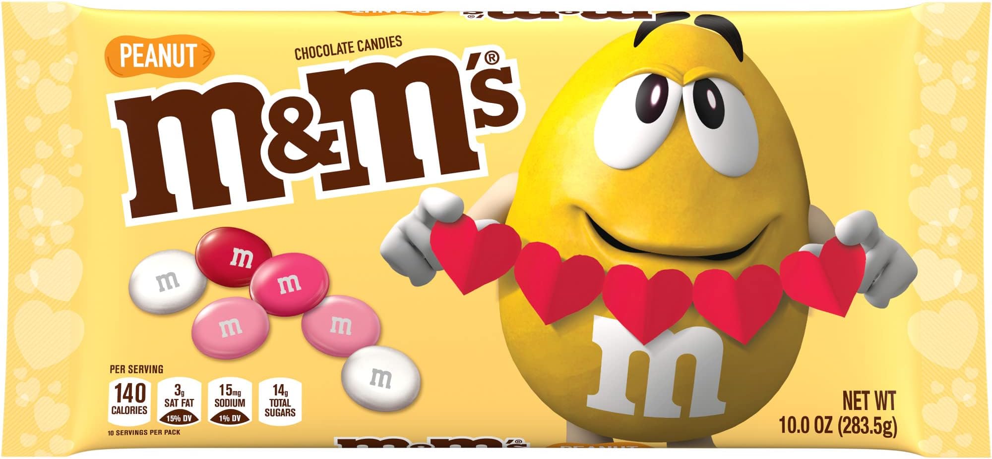 M&M’S Peanut Milk Chocolate Candy Assortment, Valentine's Day Candy, 10 oz Bag