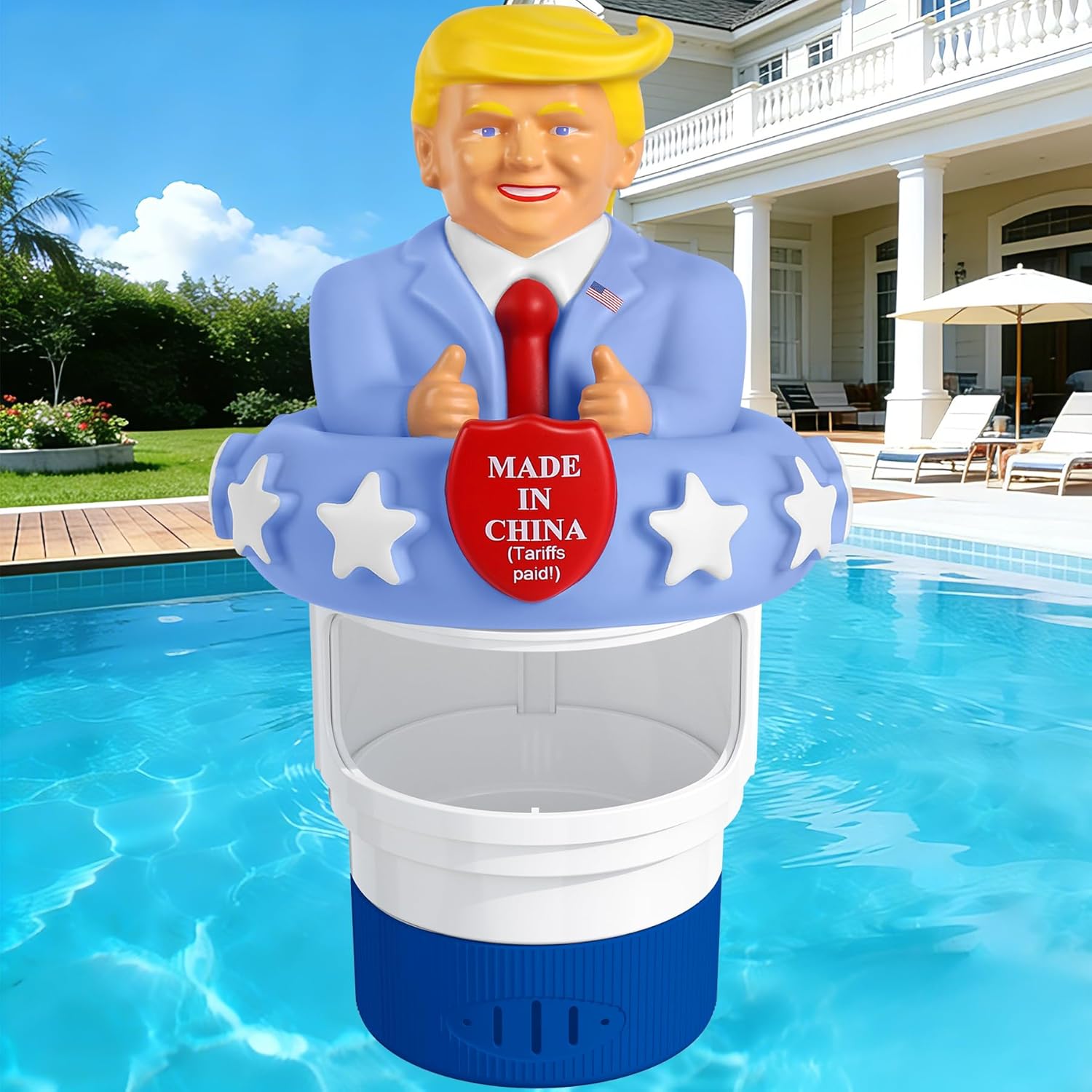 MeiLyte 26 New Pool Chlorine Floater, Novel Design Chlorine Floaters for 4 * 3'' Chlorine Disks, Adjustable Flow Rate Pool Chlorine Dispenser, Floating Chlorine Dispenser for Pool,Hot Tub,Pond,Blue