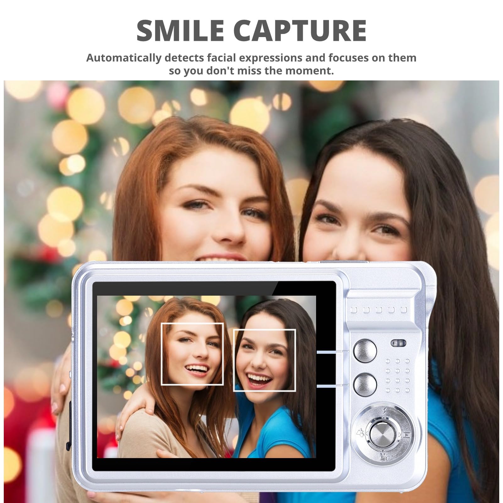 Fotocamera Digitale per Adolescenti, 4K 48MP Ultra HD Punta e Scatta Fotocamera, LCD da 2,7 Pollici Ricaricabile Fotocamera Compatta per Studenti con Zoom Digitale 8x, Mini (Blu)