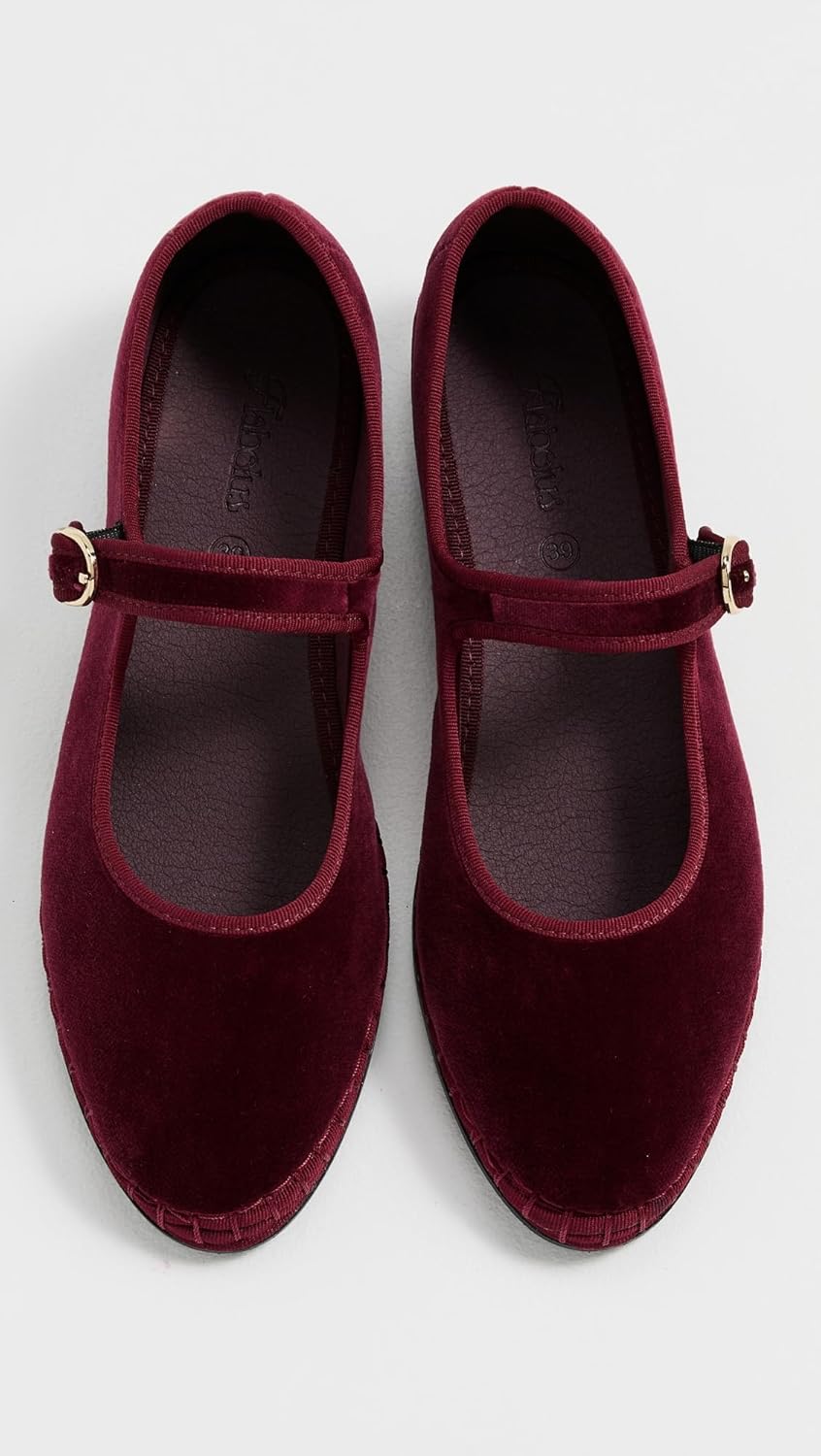 Flabelus Women's Velvet Mary Jane Flats