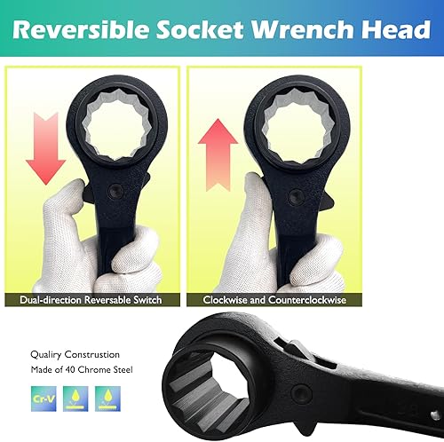 Miniatura 3 de WEDO Llave de trinquete Scaffold Podger,Llave de enchufe de un lado,Llave de Spud de liberación rápida,Trinquete de Spud de 1 3/7 pulgadas,1.417 in