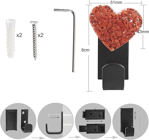 Miniatura 2 de Rockcloud Paquete de 2 ganchos decorativos con forma de corazón para colgar en la pared para colgar abrigos, sombreros, colgantes de pared de