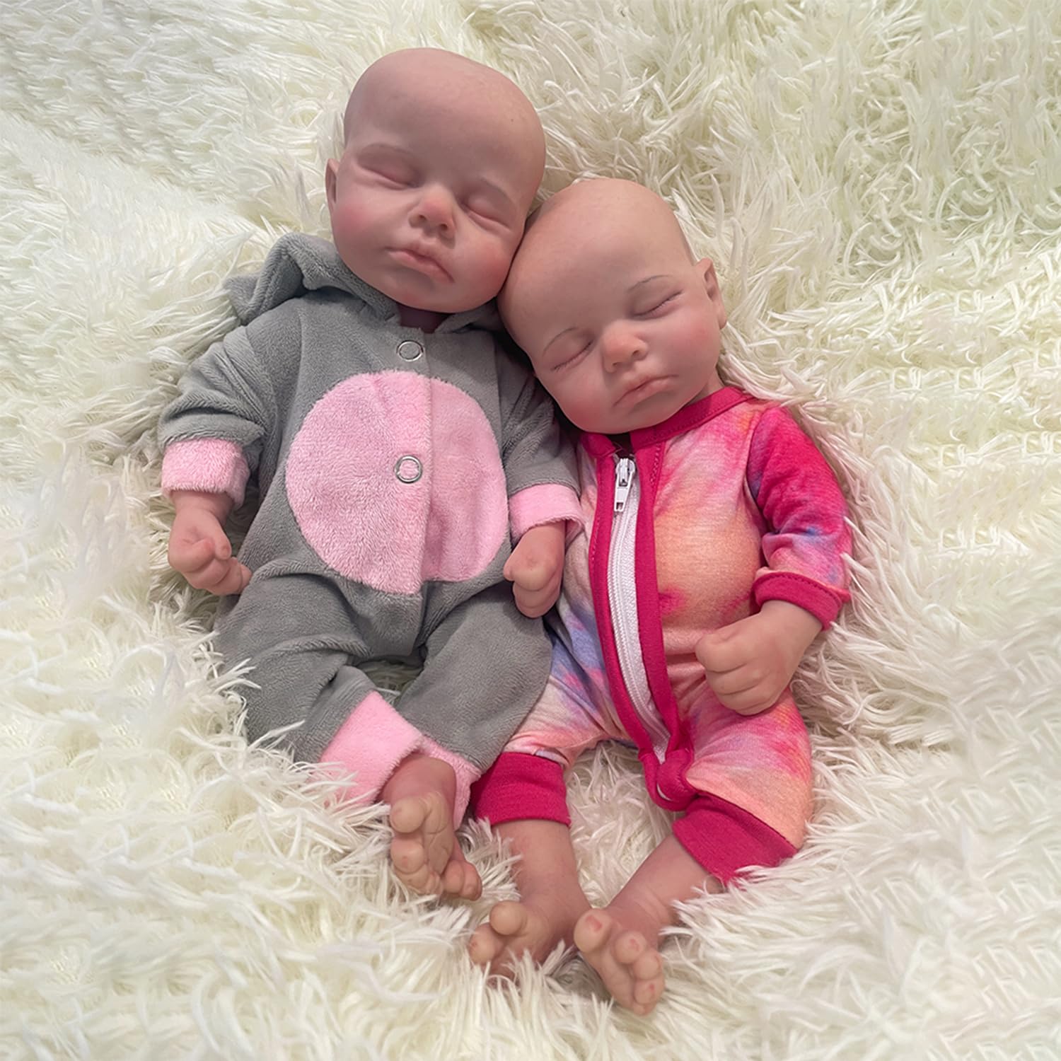 Oppaionaho Realistic 12 Inch Reborn Baby Dolls Silicone Full Body Twins Micro Preemie Lifelike Mini Newborn Doll Caucasian Babies (Twins)