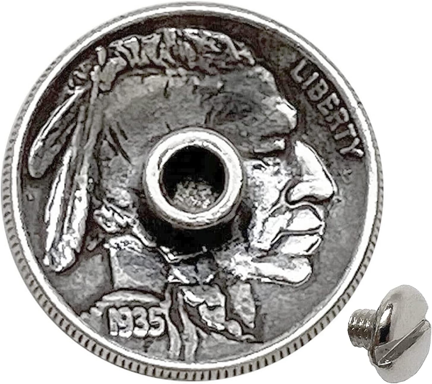 Antique Buffalo Nickel Reproduction Coin Conchos Size 7/8", Screw Back Concho (Buffalo Nickel) Set of 5