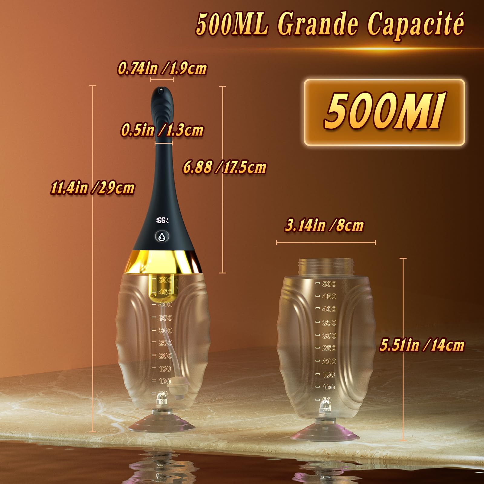 Poire de Lavement Intime Anus Douche Homme - Femme Poire Lavement Oreilles avec 5 Vitesses & Écran LED, Douches Anal Vaginale Rectale Bidet Portable, Lavements pour Soulager la Constipation Côlon