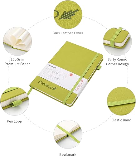 Miniatura 10 de Deziliao Cuadernos rayados con bucle para bolígrafo, cuaderno de tapa dura para el trabajo, papel grueso de alta calidad de 3.53 ozm con bolsillo