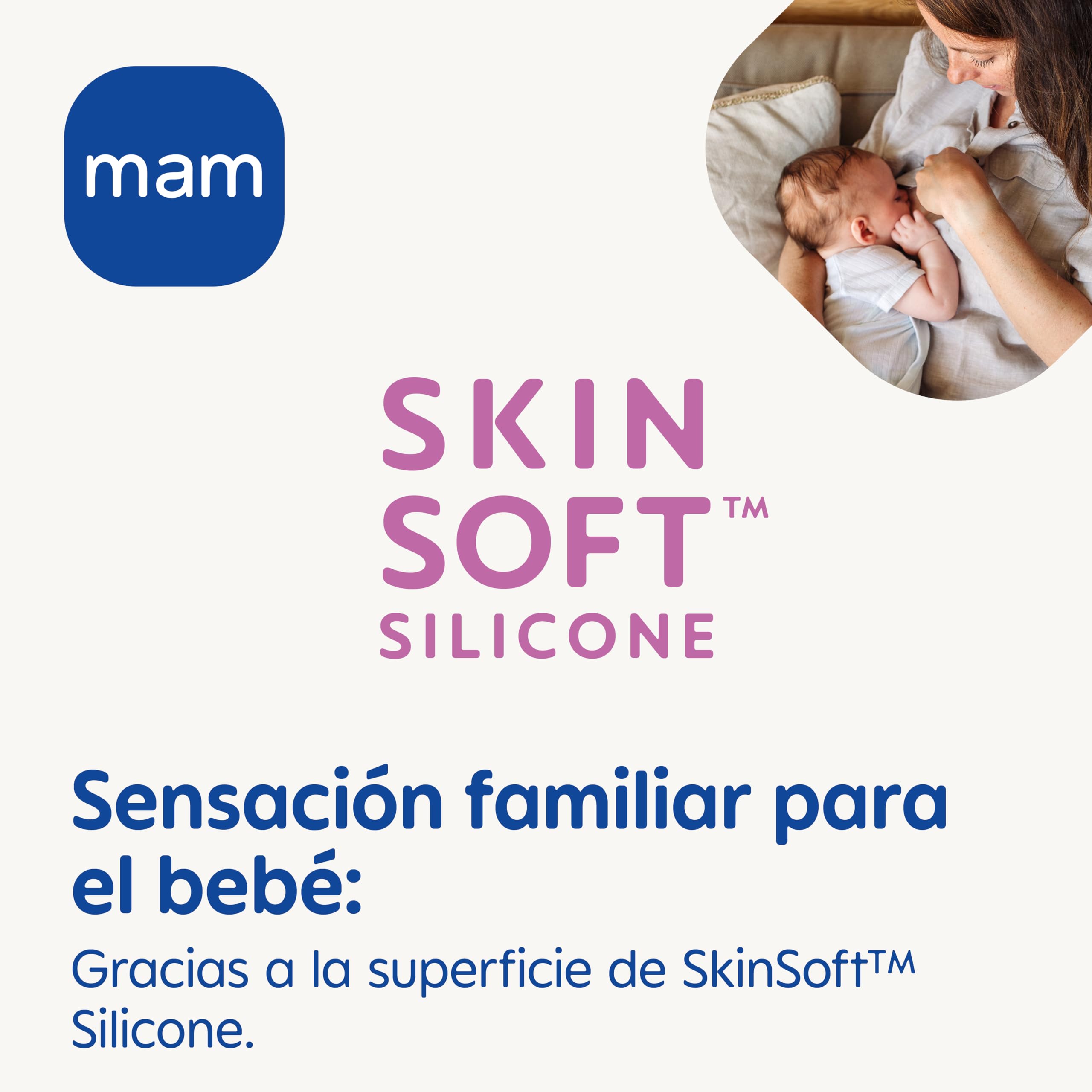 MAM Pezonera de Silicona SkinSoft, para la Irritación, Fácilmente Adaptable, Gran Aceptación y Agradable para la Piel del Bebé, Fácil de Limpiar y Sistema de Autoesterilización, Pack 2 uds, Talla M