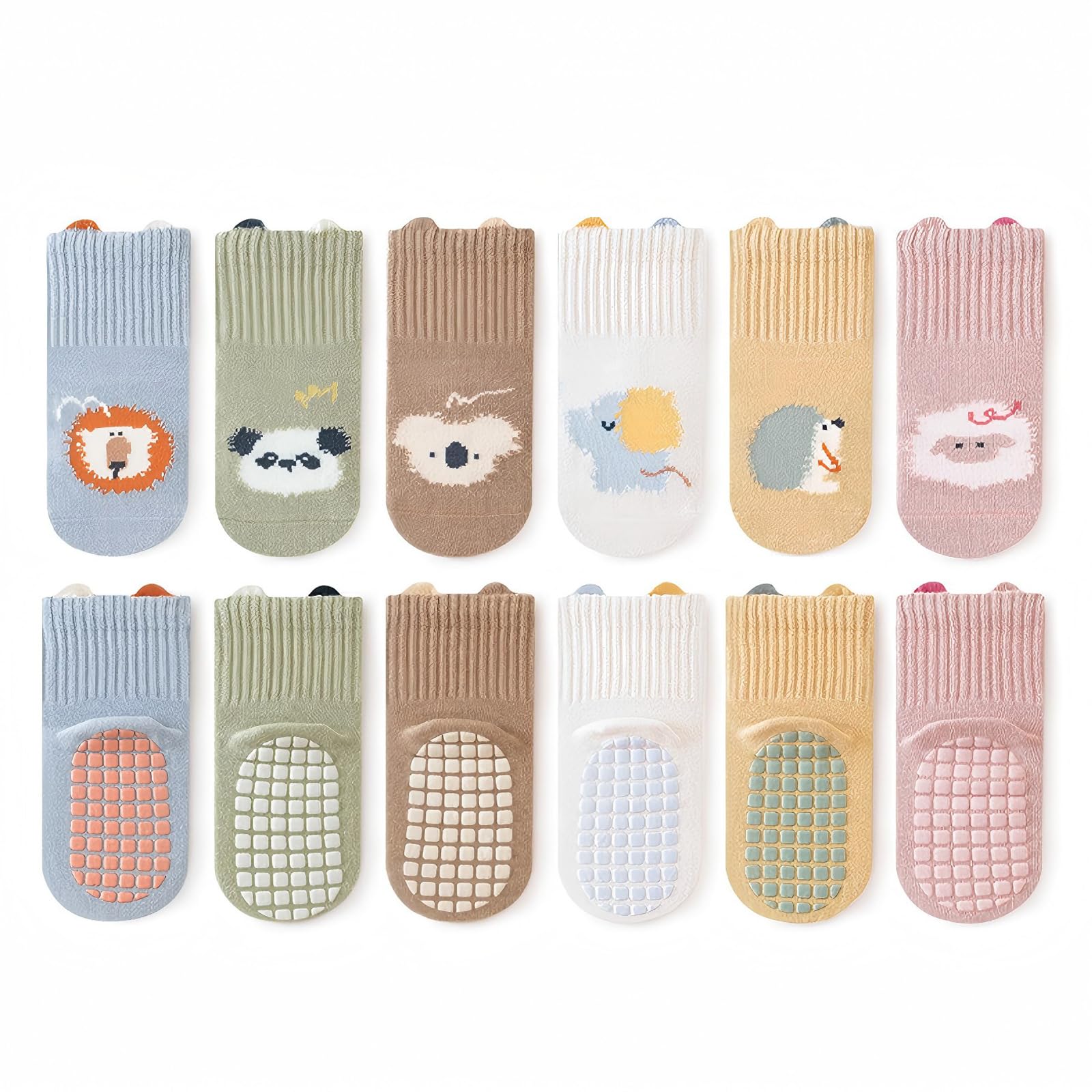KARUNEL Baby Ankle Socks Non Slip Grips Crew Casual Anti Skid Sock for Newborn Infant Toddler Kid Boy Gilr