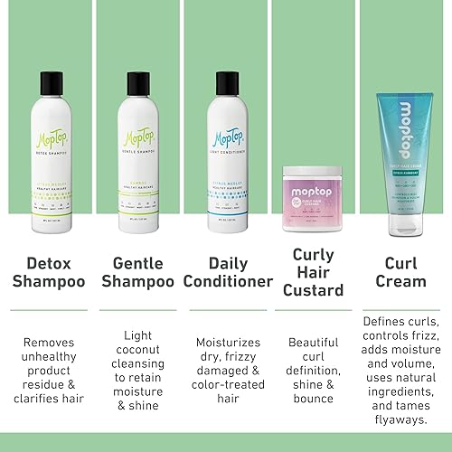 Miniatura 2 de MopTop Rutina de tratamiento para el cabello rizado, champú desintoxicante de 8 onzas, champú suave, acondicionador diario, gel para cabello rizado,