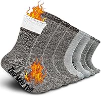 TimeMayTell Men's Merino Wool Hiking Socks - Cushioned Crew Thermal Warm All-Season Pack (2/4 Pairs, Size 6-13)