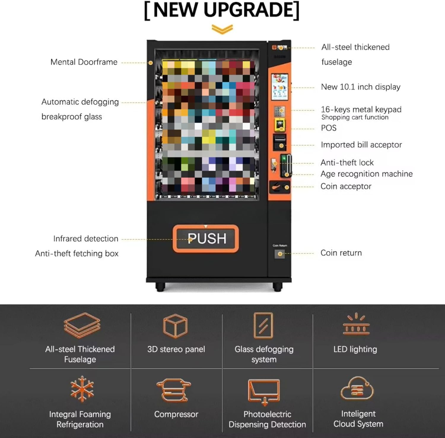 Smart Refrigerated Vending Machine for Snacks & Beverages, Combo Food & Drink Dispenser with Card Reader | Ideal for Schools, Hotels & Offices