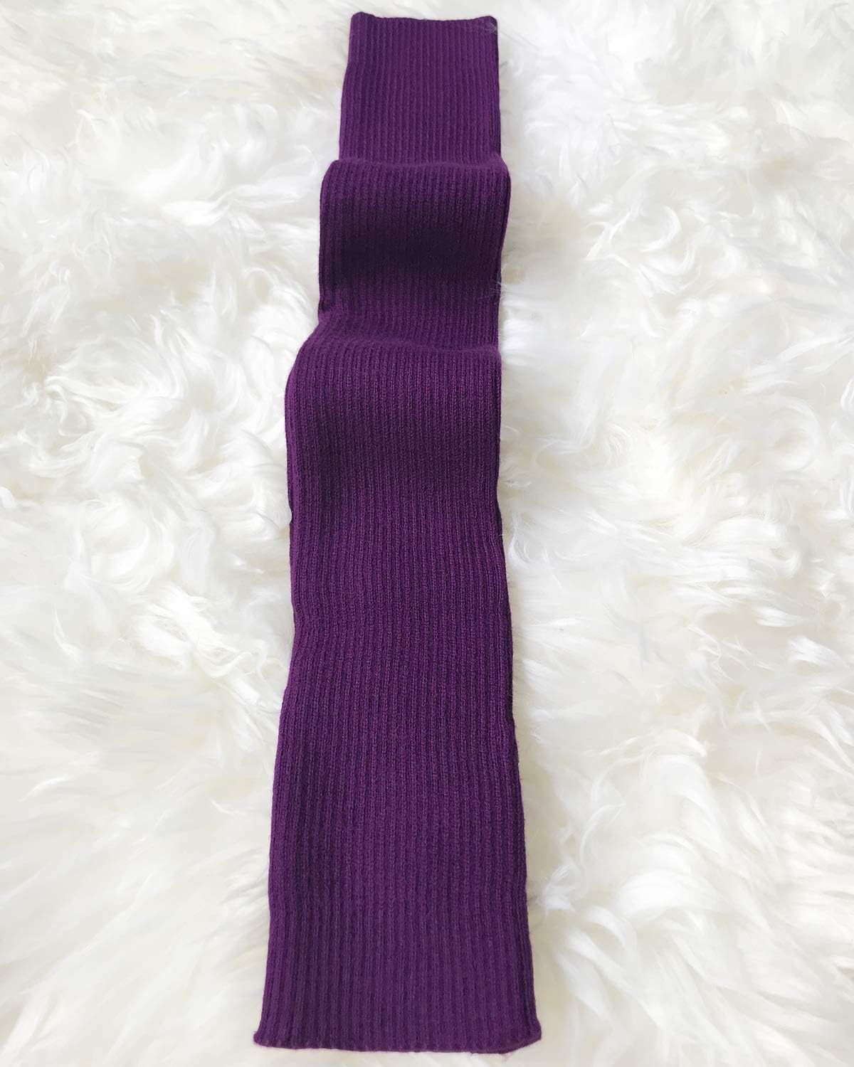 Lemoyoung Women's Cashmere Warm Long Fingerless Gloves Winter Arm Warmer (Purple) - Image 3