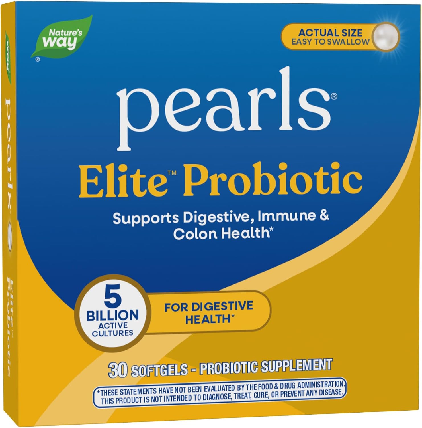 Nature's Way Pearls Elite Probiotic, 5 Billion CFU, 4 Strains, 30 ct