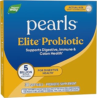 Nature's Way Pearls Elite Probiotic for Men and Women, 5 Billion, 30 ct | Supports Digestive, Immune, Colon Health*, 5 Billion Live Cultures, No Artificial Colors, No Refrigeration Required