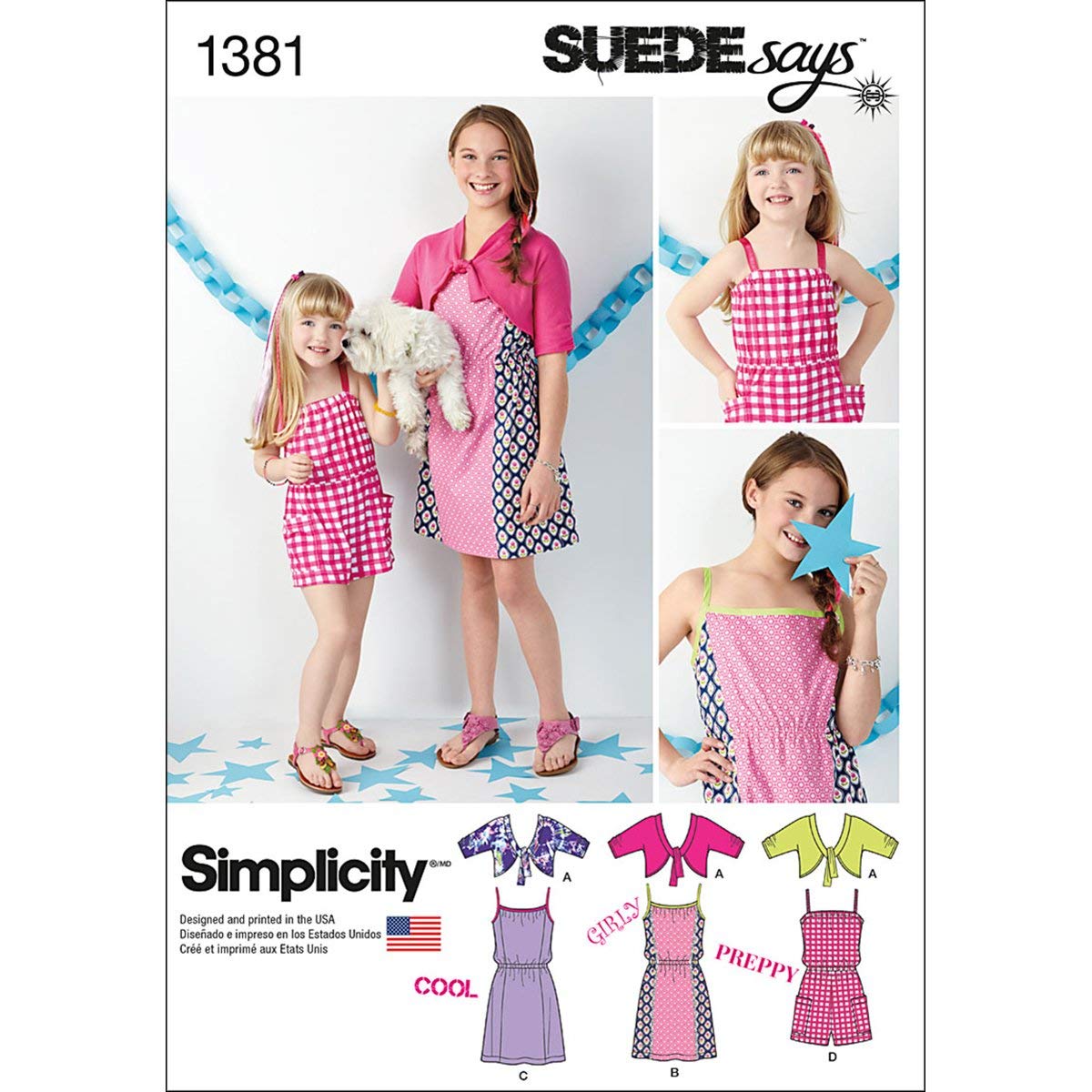 Robe filles Simplicity 1381 grenouillère enfant et cardigan tricot 7-14 ans
