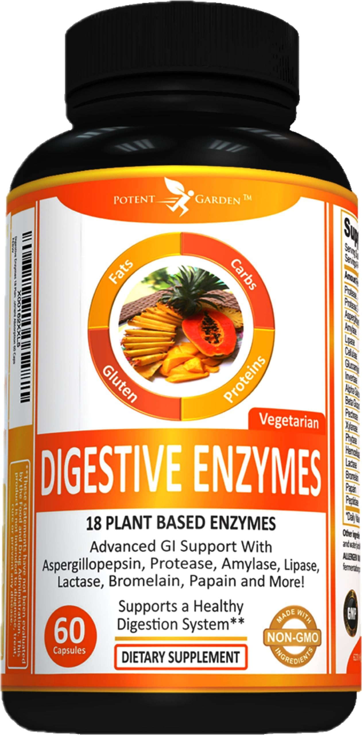 Potent Garden Digestive Enzymes -18 Plant Based Enzymes with amylase lipase b...