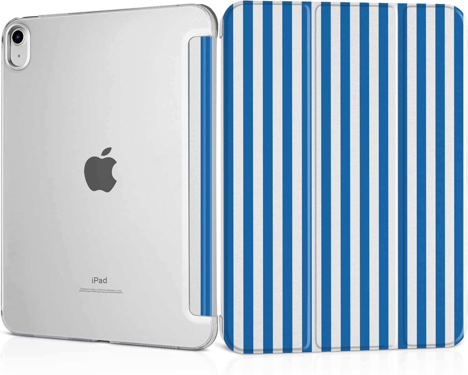MEEgoodo for iPad A16 11th Generation Case 2025 11 inch, Tablet Cases for iPad 10th Generation 2022, Tablet Cover with Silk Texture & PC Clear Back Cover, Light Blue Stripe