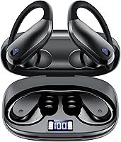 KTGEE Wireless Earbuds Bluetooth 5.3 Sports Headphones: 80H Playtime, IPX7 Waterproof, Secure Ear Hooks, Noise Cancelling Mic - Lightweight 7.8g Black