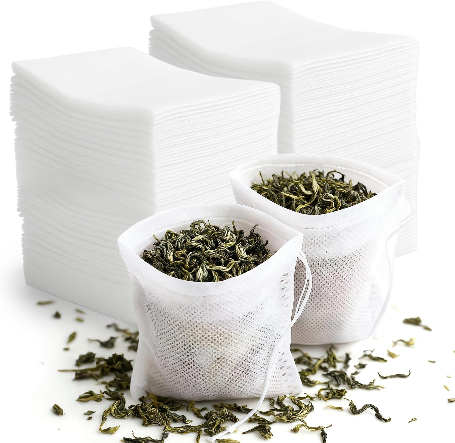 Tea Bags Disposable Tea Filter Bags Tea infusers Empty Muslin Drawstring Seal Filter Drawstring Herb Loose Tea Bag 400 Pack (400, 2.76" x 1.97")