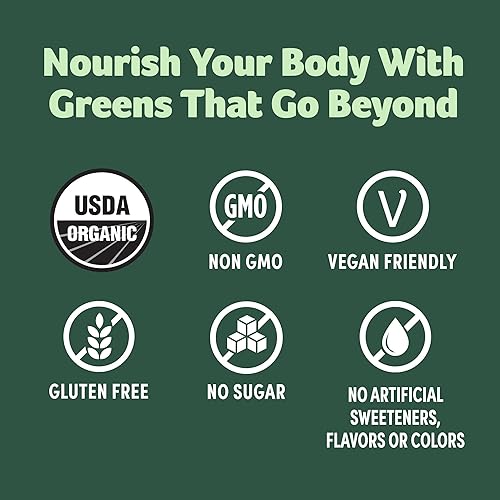 Miniatura 4 de Súper verdes en polvo orgánico sin sabor orgánico USDA 717 onzas 20 raciones